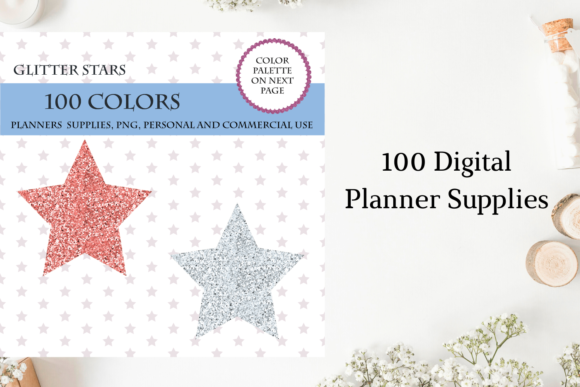 100 Glitter Stars Illustrations: A Versatile Creative Resource for Designers and Planners
