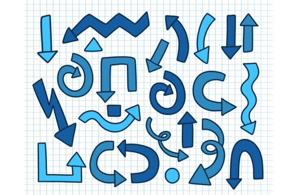 Arrow Set Doodle Blue Color