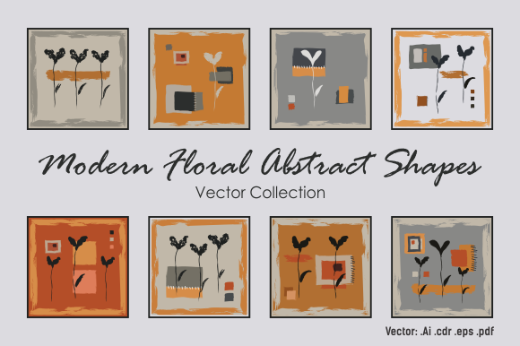 Modern Floral Abstract Shapes Vector Collection