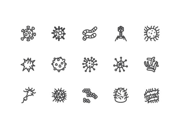 Virus Line Style Icon Set: A Versatile Design Asset for Modern Projects
