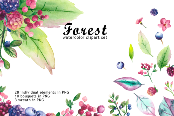 Watercolor Forest Berry Clipart: A Versatile Design Resource for Creative Projects